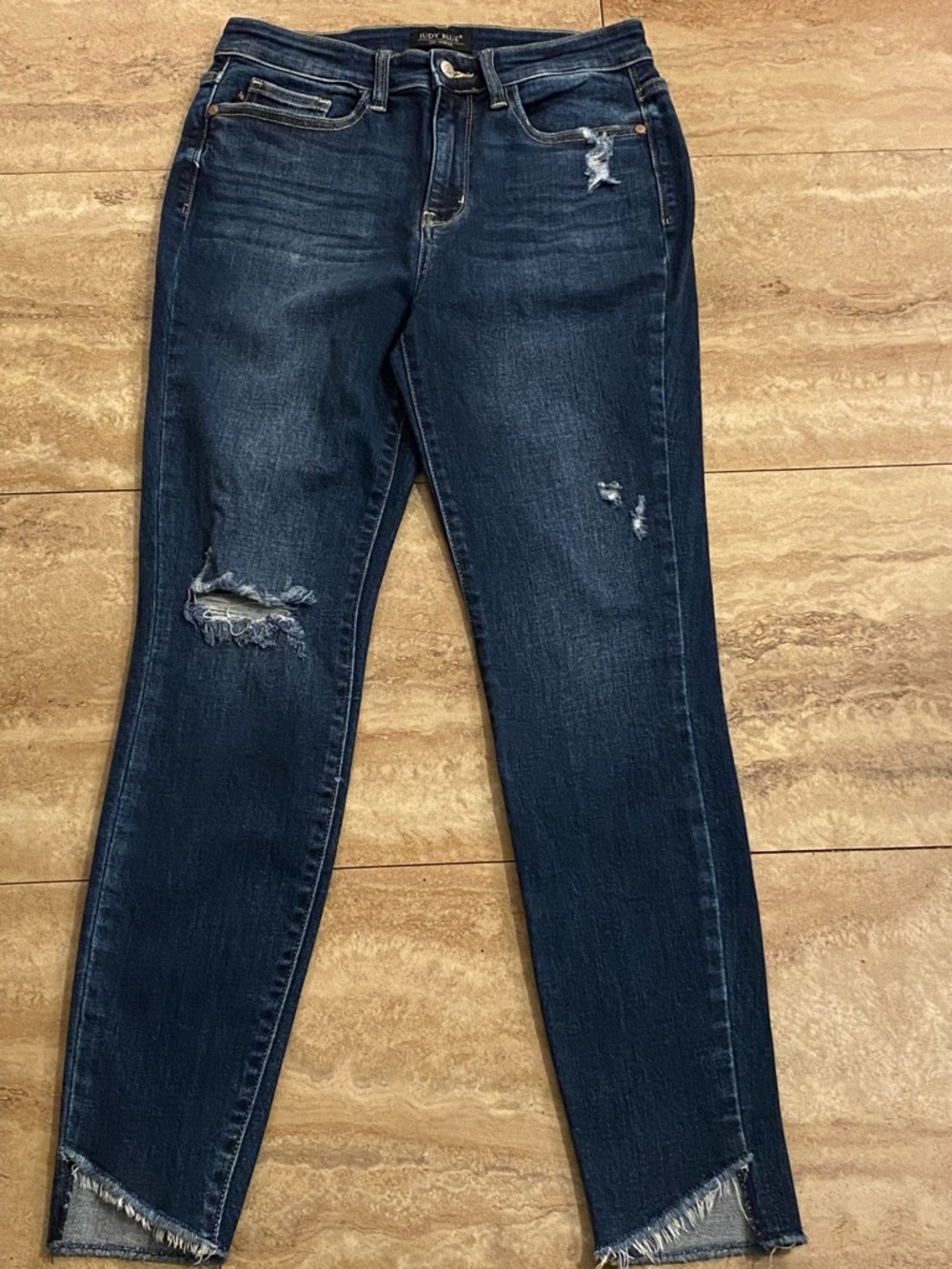 Judy Blue Dark Indigo Distressed Skinny Jeans Size 7/28 High Rise